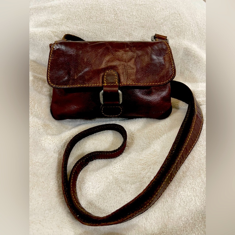 JACK GEORGES leather Voyager Mini Crossbody Handbag, Brown